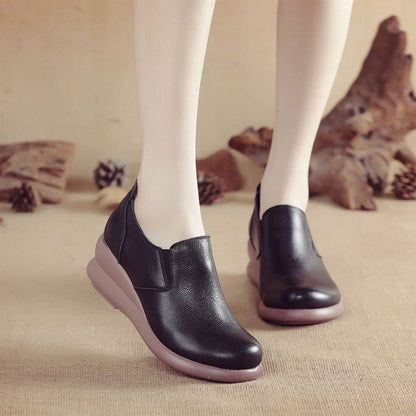 Zapatos de plataforma de piel de vacuno de grano superior