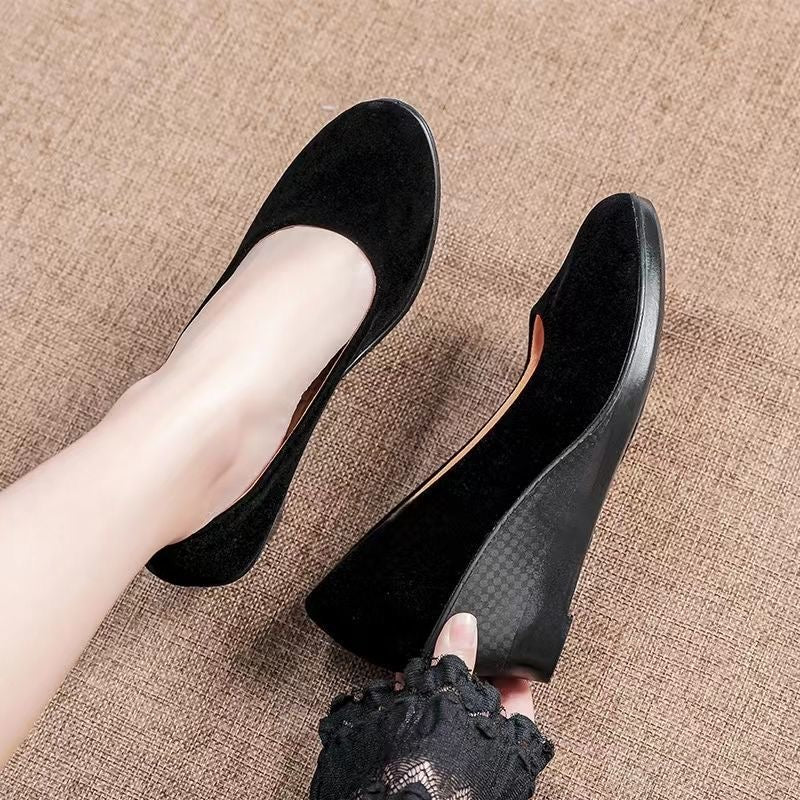 Zapatos de mujer con tacón de cuña de ante