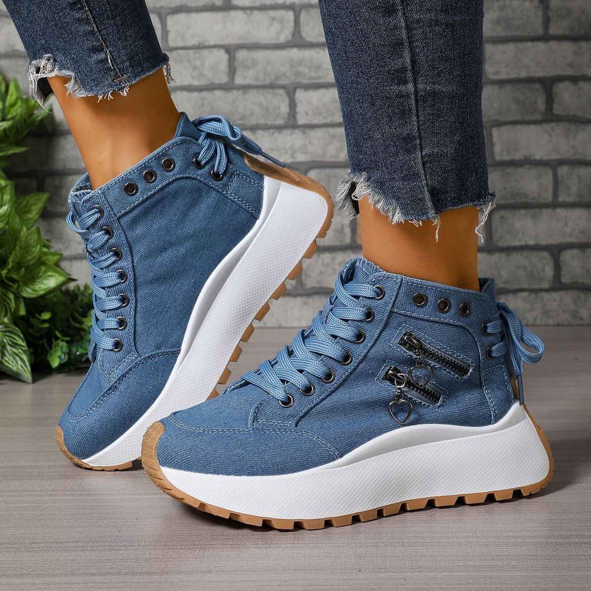 Zapatos casuales de plataforma con punta redonda