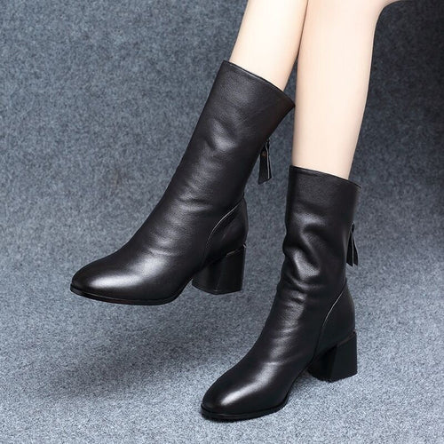 Botas media caña mujer de piel suave