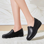 Zapatos de piel con cuña y suela blanda antideslizante