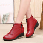Botas de piel cálidas con tacón de cuña