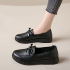 Zapatos de piel antideslizantes con suela blanda y punta redonda