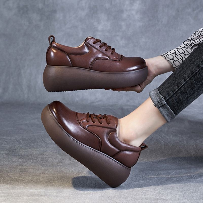 Zapatos de plataforma de piel pura suave