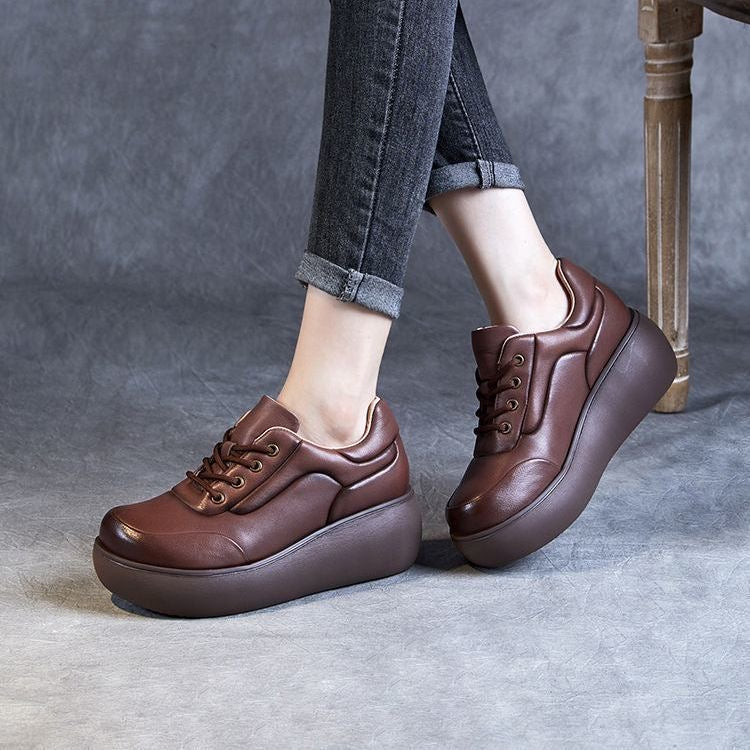 Zapatos de plataforma de piel pura suave