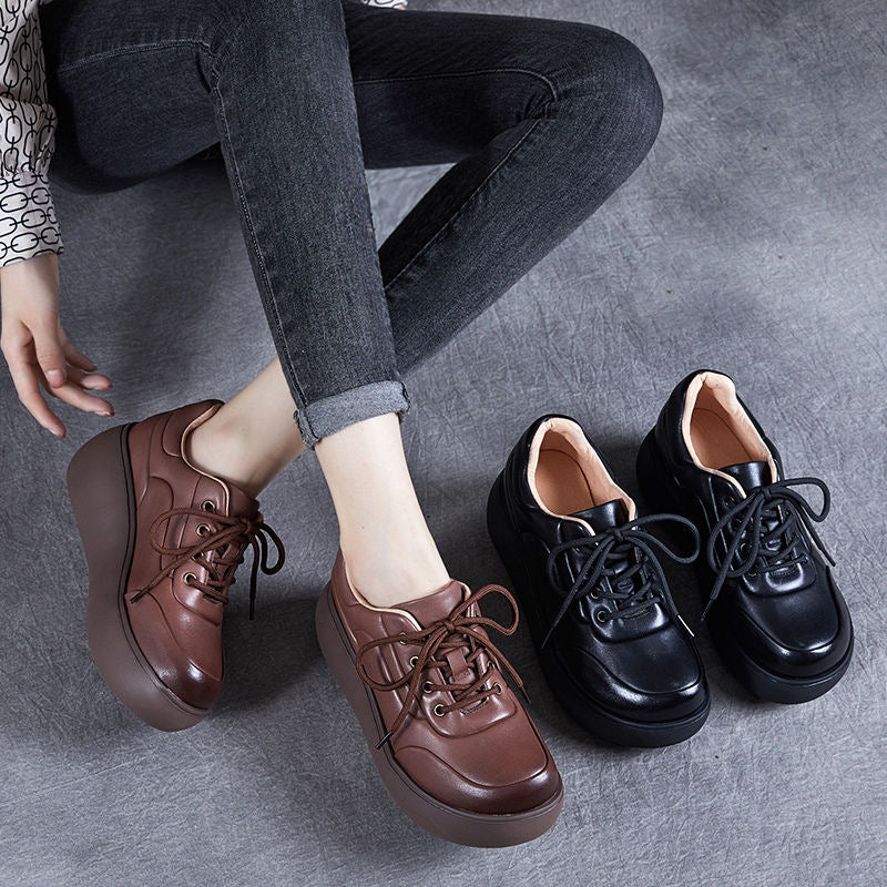 Zapatos de plataforma de piel pura suave