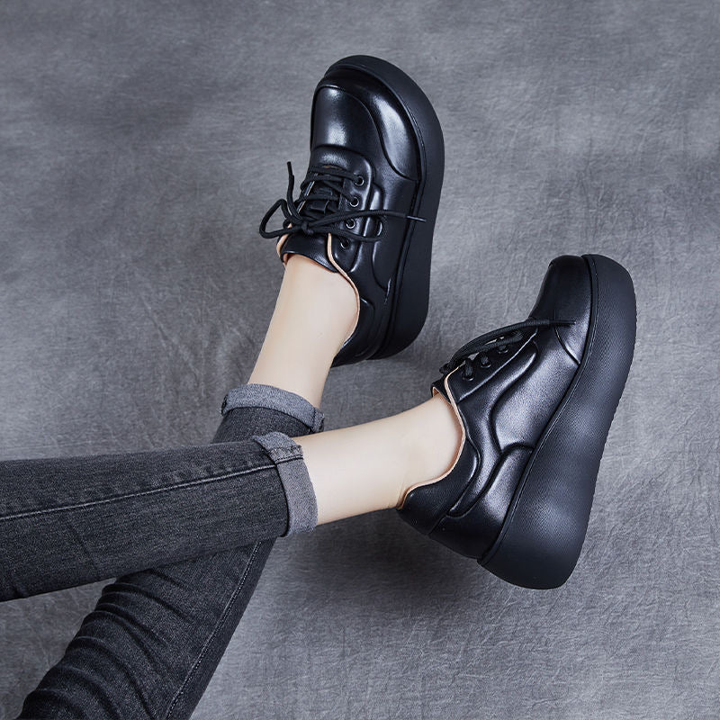 Zapatos de plataforma de piel pura suave