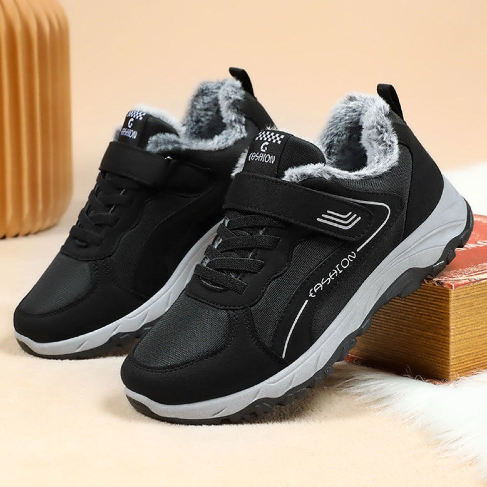 Zapatos de algodón con malla de mujer (cuadros en blanco y negro)
