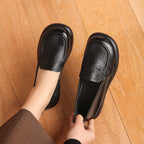 Zapatos de piel auténtica con punta redonda