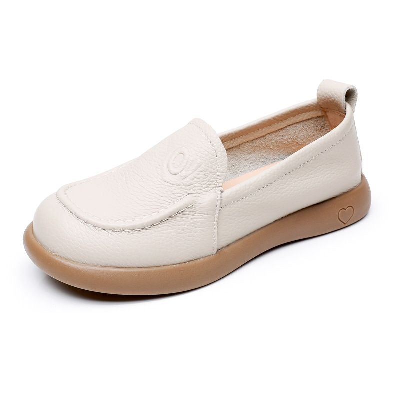 Zapatos de piel auténtica con punta redonda