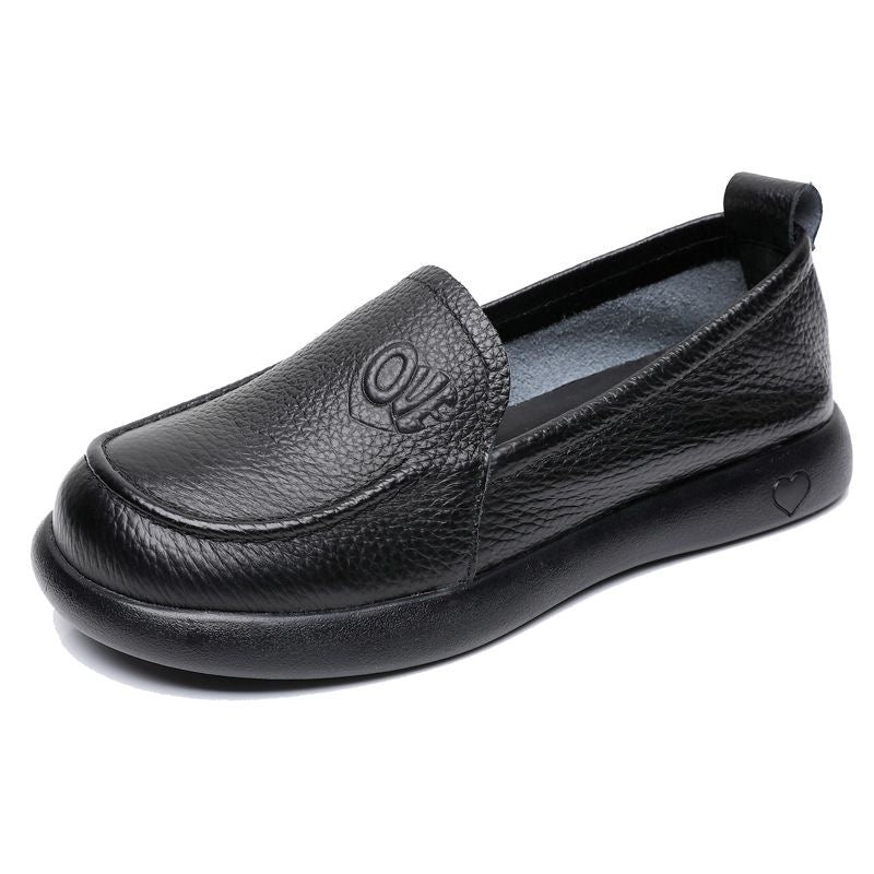 Zapatos de piel auténtica con punta redonda