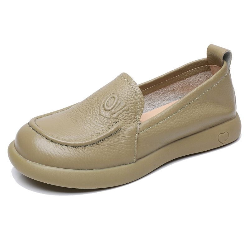 Zapatos de piel auténtica con punta redonda