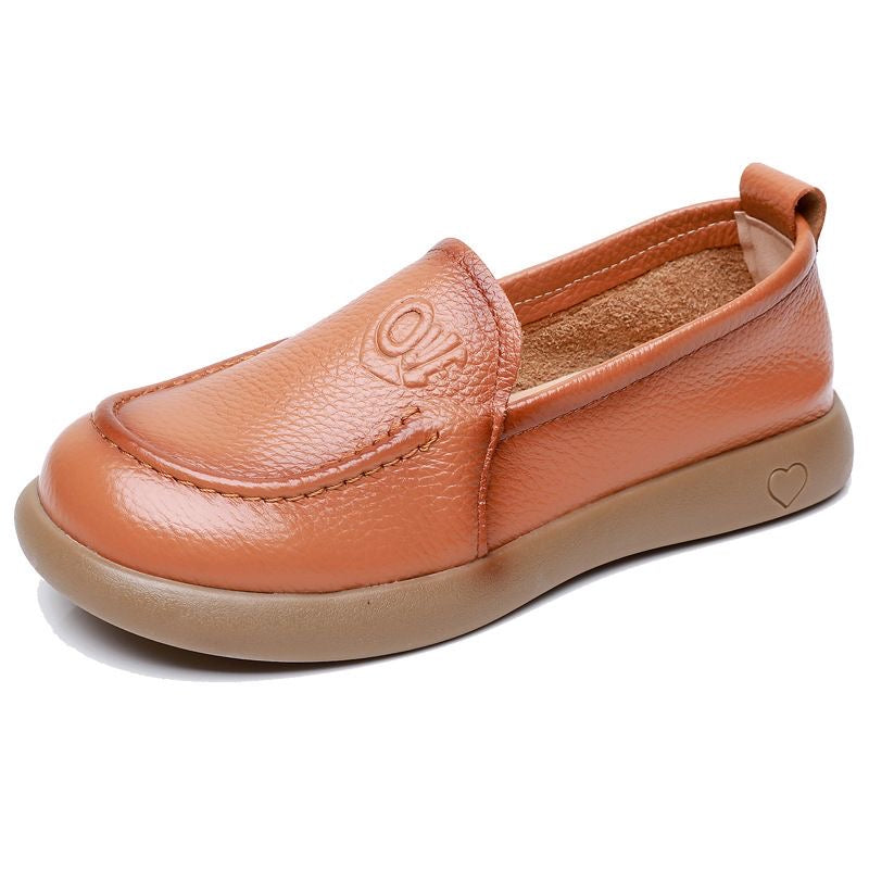 Zapatos de piel auténtica con punta redonda