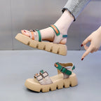 Sandalias de plataforma de piel suave auténtica