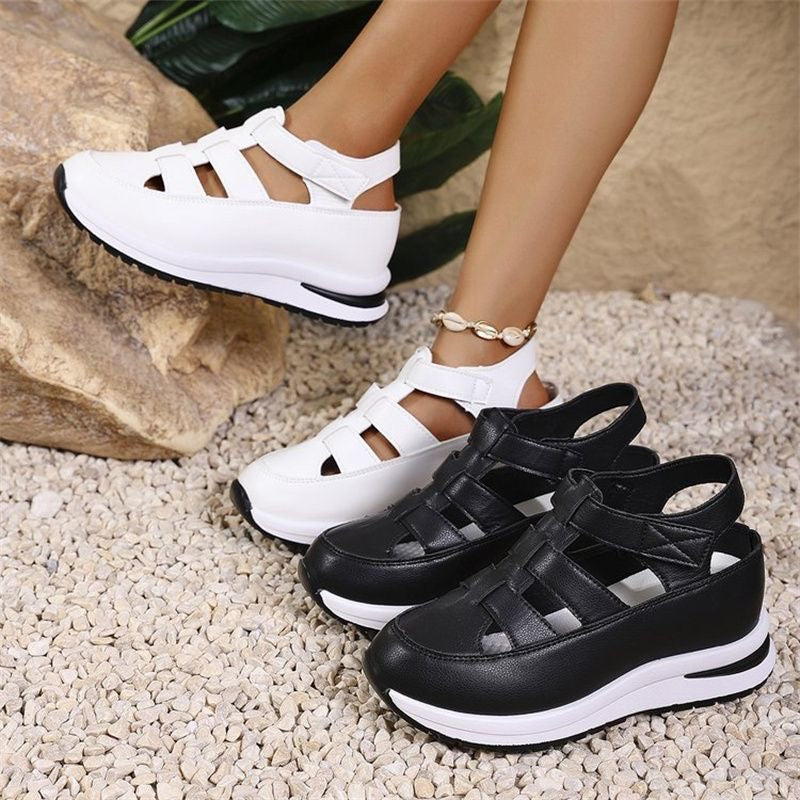 Zapatos de cuero con suela gruesa y plataforma hueca