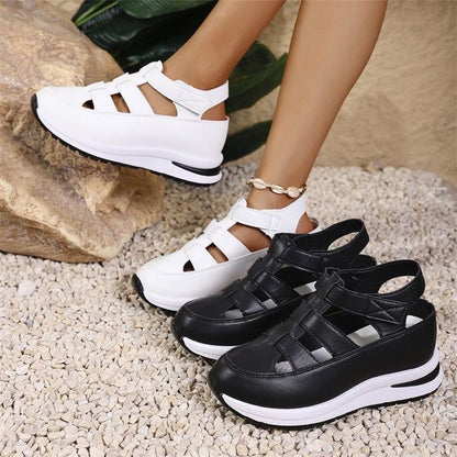 Zapatos de cuero con suela gruesa y plataforma hueca