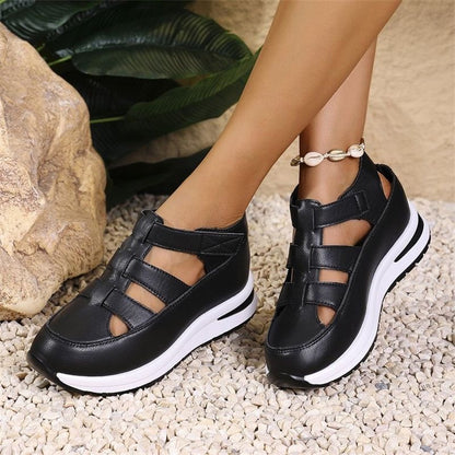 Zapatos de cuero con suela gruesa y plataforma hueca