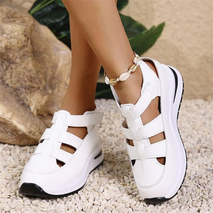Zapatos de cuero con suela gruesa y plataforma hueca