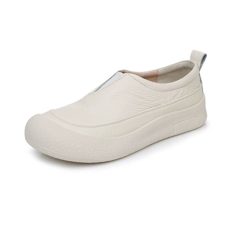 100% cuero genuino zapatos de plataforma con punta redonda
