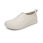 100% cuero genuino zapatos de plataforma con punta redonda
