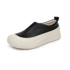 100% cuero genuino zapatos de plataforma con punta redonda