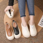100% cuero genuino zapatos de plataforma con punta redonda