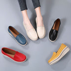 Zapatos de piel de suela gruesa de color liso