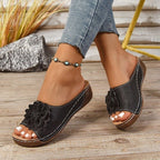 Sandalias de cuña con estampado floral