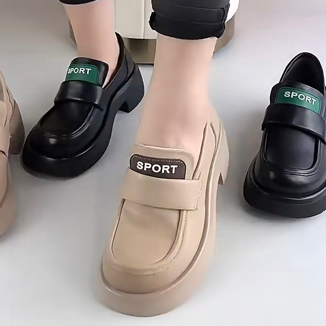 Mocasines de plataforma de cuero