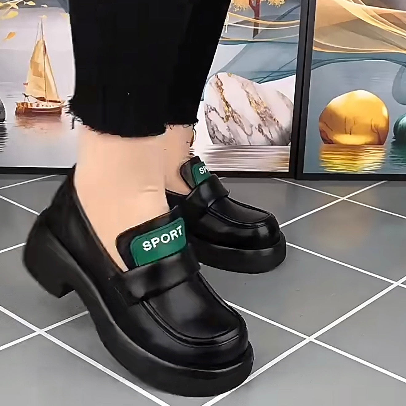 Mocasines de plataforma de cuero
