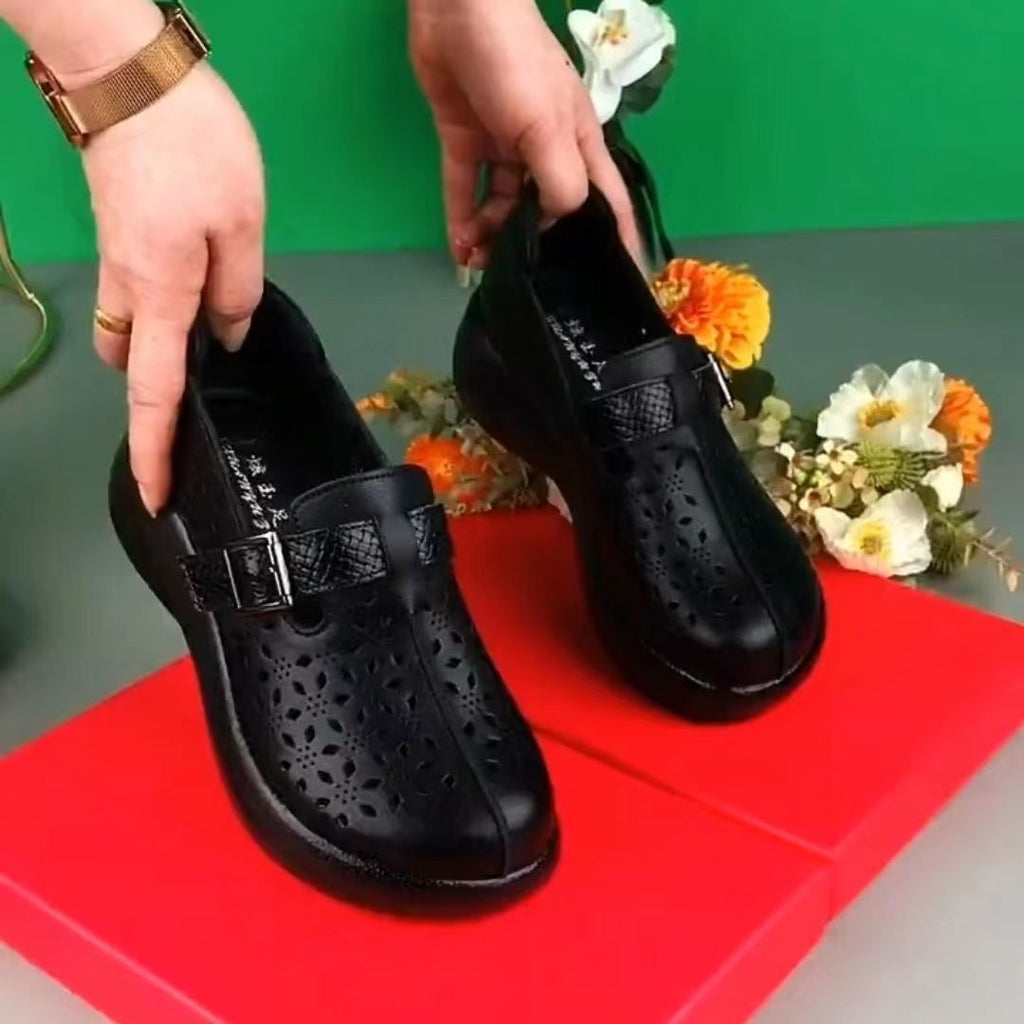 Zapatos de plataforma de piel calada