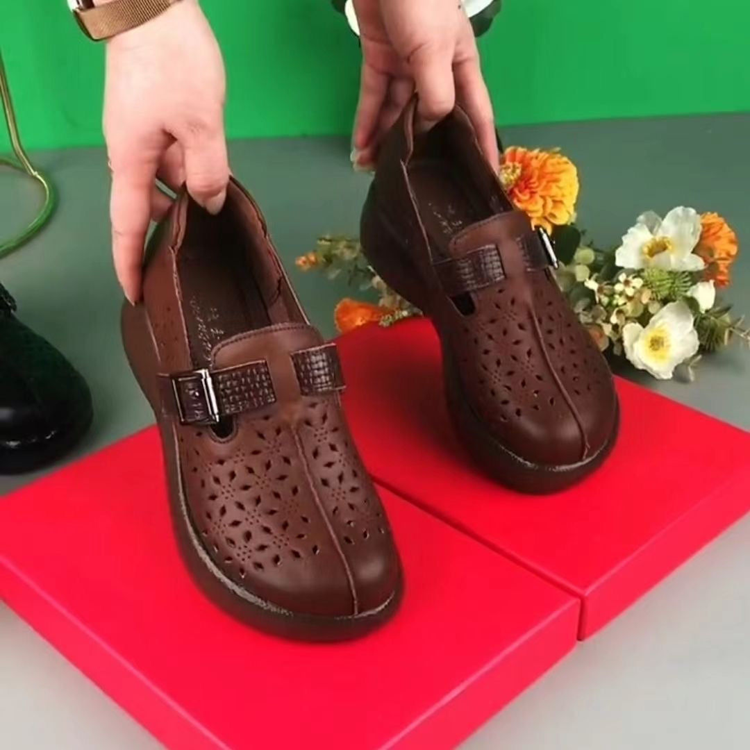 Zapatos de plataforma de piel calada