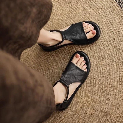 100% Sandalias de piel suave