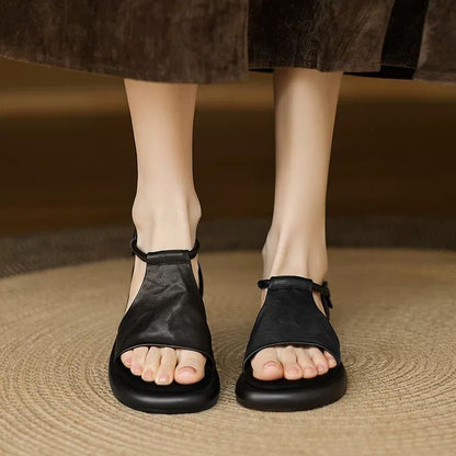 100% Sandalias de piel suave
