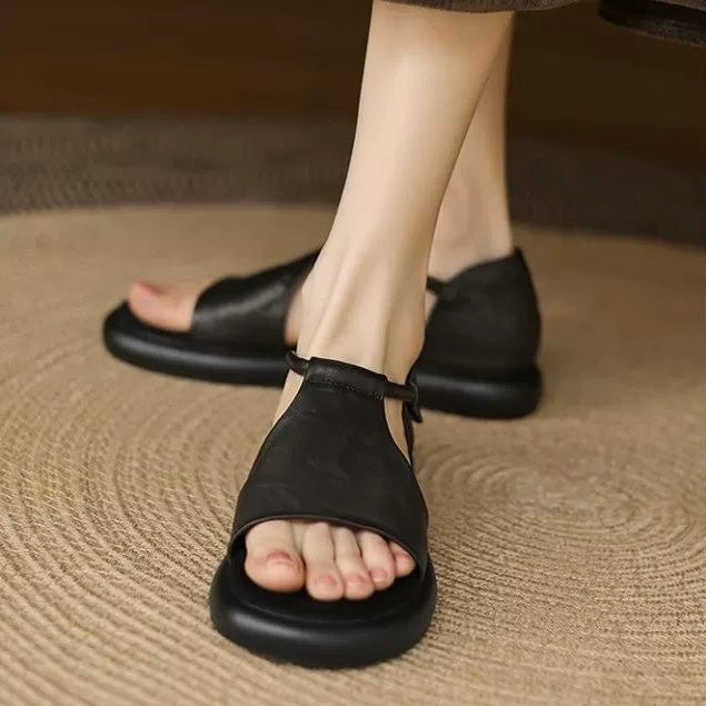 100% Sandalias de piel suave