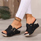 Sandalias de cuña con puntera abierta para mujer