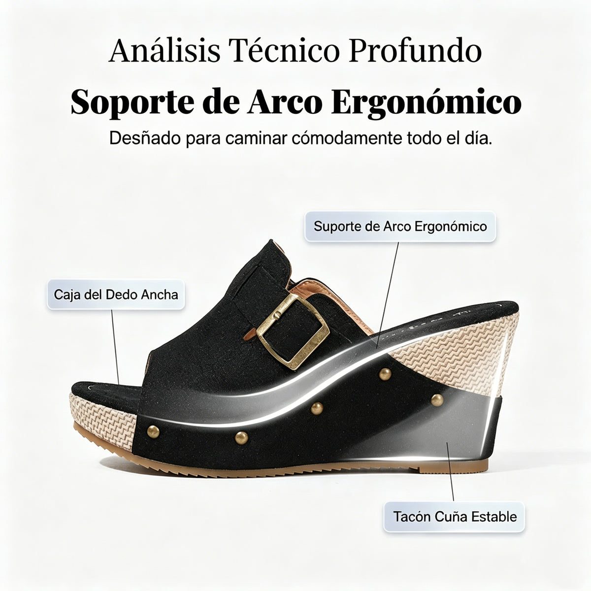 Sandalias de cuña con puntera abierta para mujer