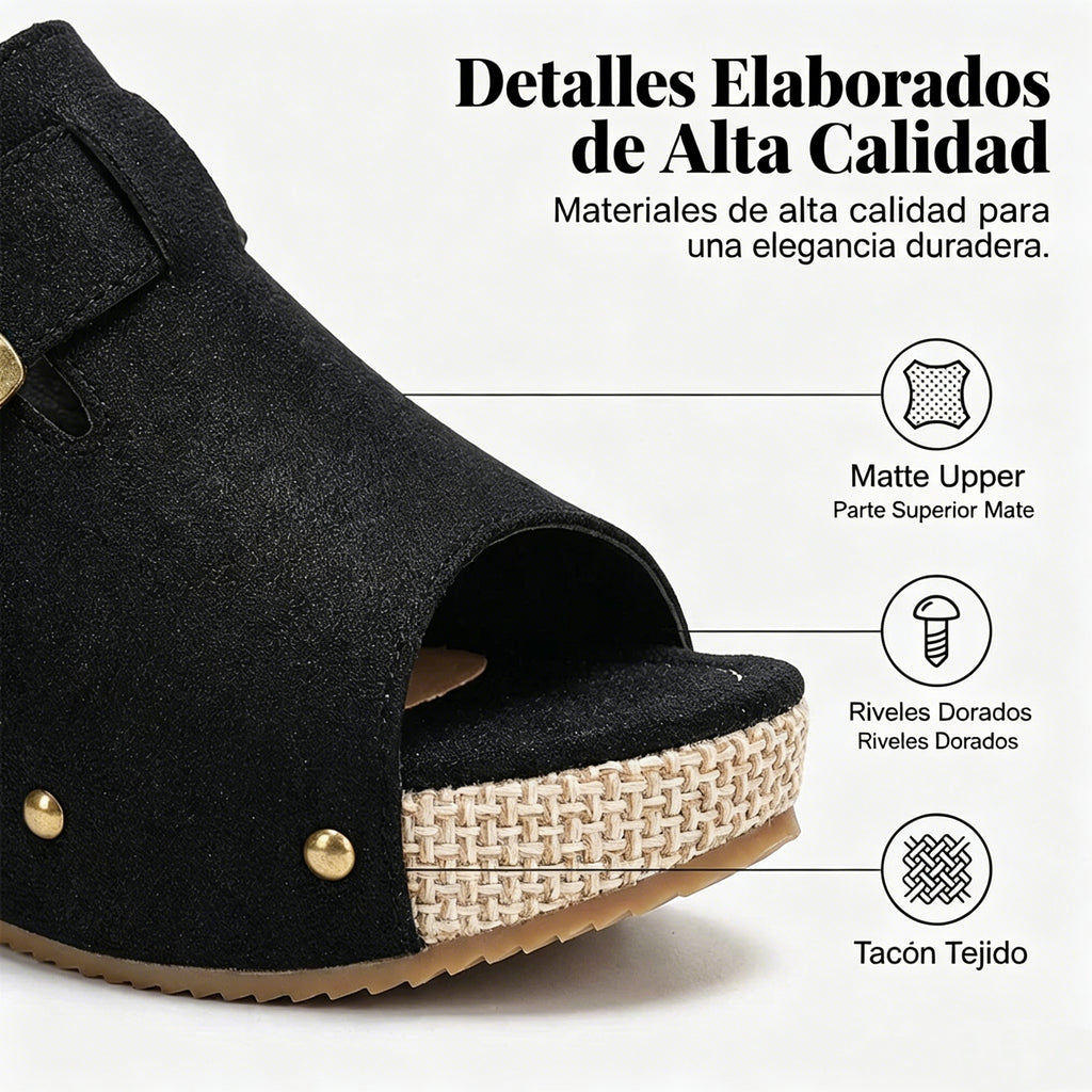 Sandalias de cuña con puntera abierta para mujer