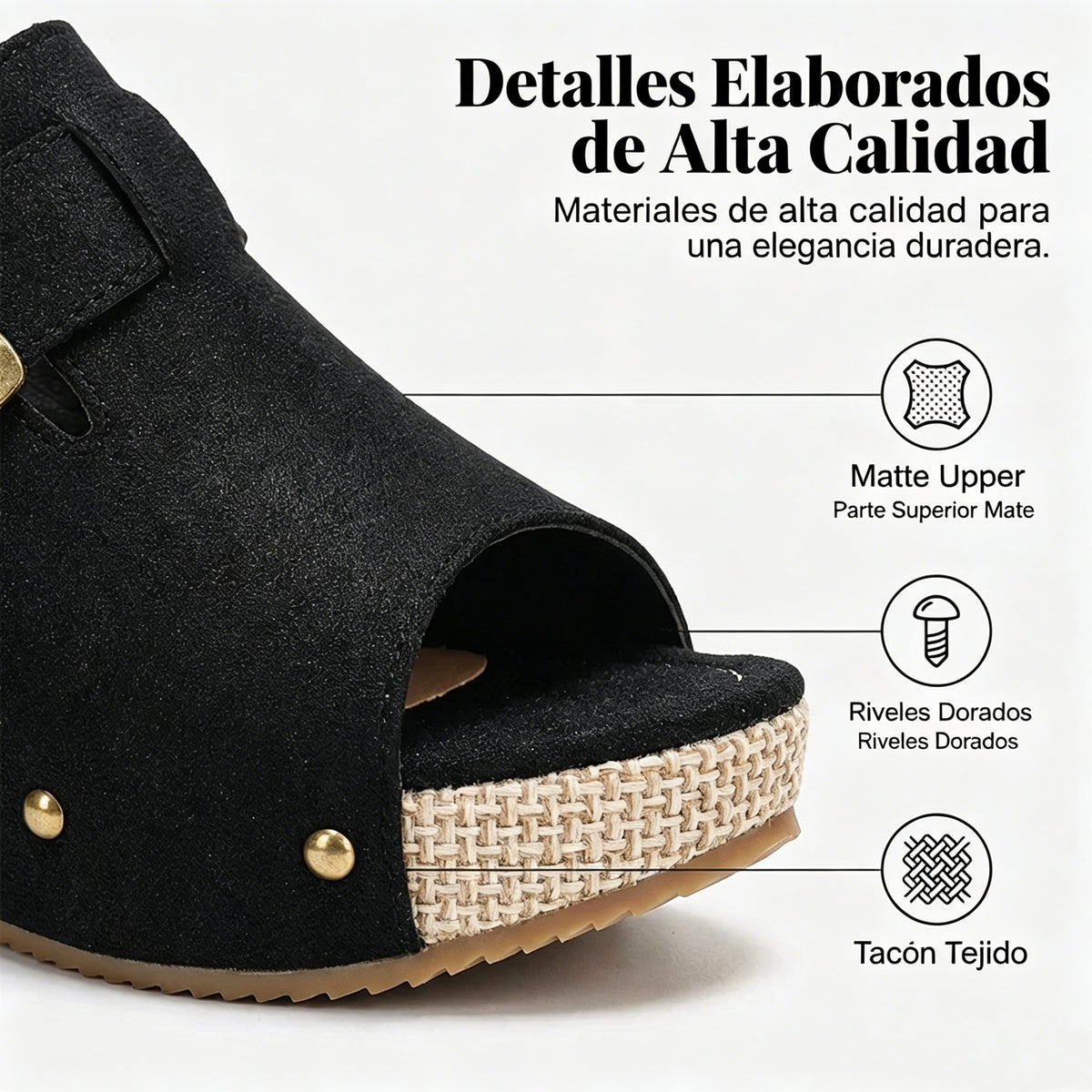 Sandalias de cuña con puntera abierta para mujer