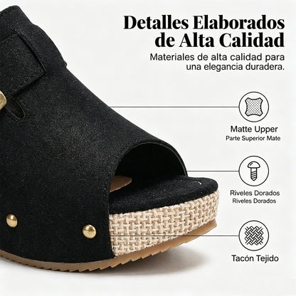 Sandalias de cuña con puntera abierta para mujer