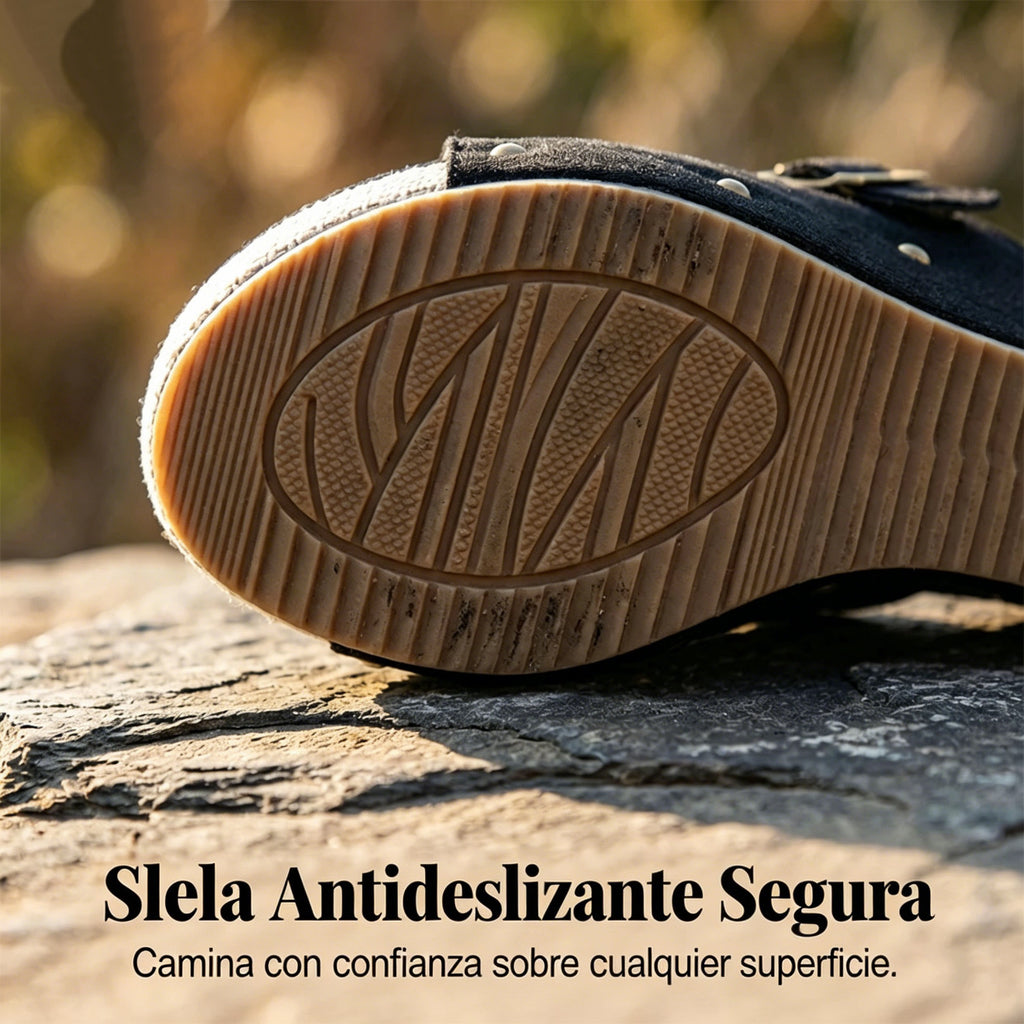 Sandalias de cuña con puntera abierta para mujer
