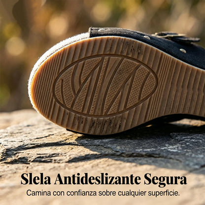Sandalias de cuña con puntera abierta para mujer
