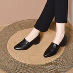 Zapatos de piel de tacón bajo con cuña