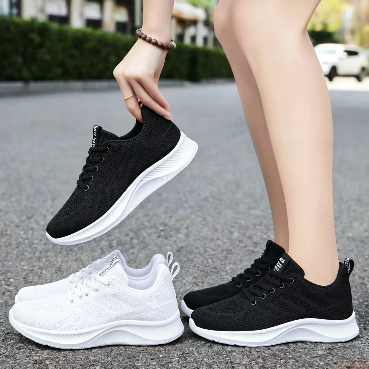 Zapatillas deportivas casuales Flyknit de suela blanda