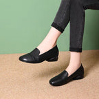 Zapatos de piel slip-on de tacón bajo vintage
