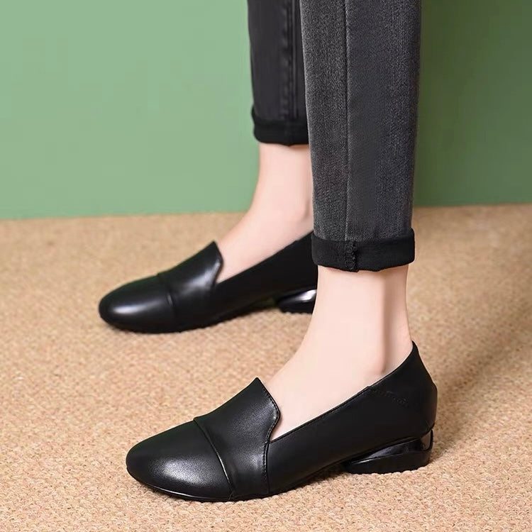 Zapatos de piel slip-on de tacón bajo vintage