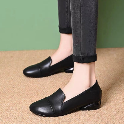 Zapatos de piel slip-on de tacón bajo vintage