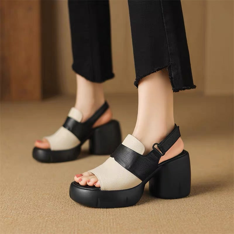 Sandalias ortopédicas cómodas de cuero genuino