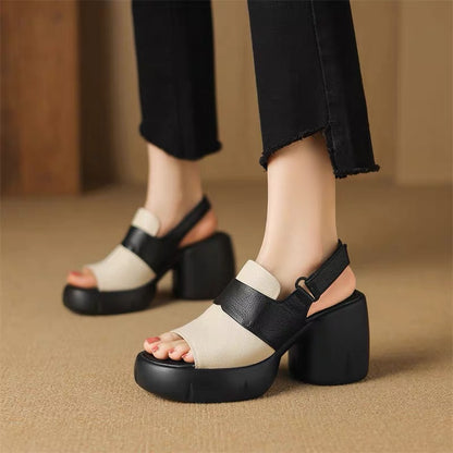 Sandalias ortopédicas cómodas de cuero genuino