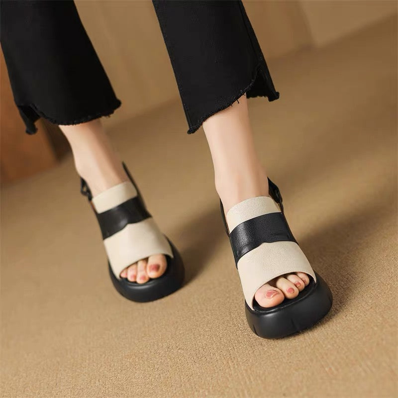 Sandalias ortopédicas cómodas de cuero genuino